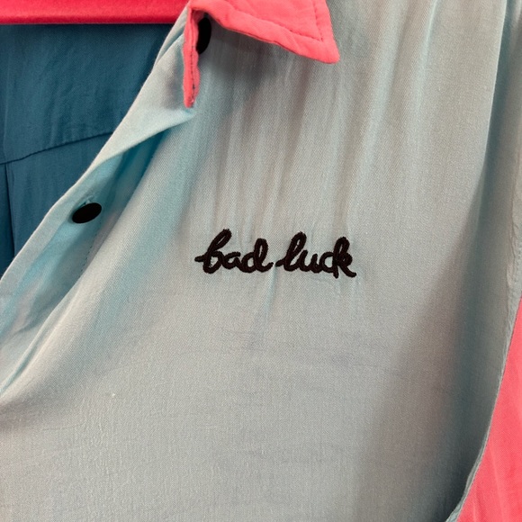 Lazy Oaf Bad Luck Embroidered Button Down Sz ML - Picture 4 of 7